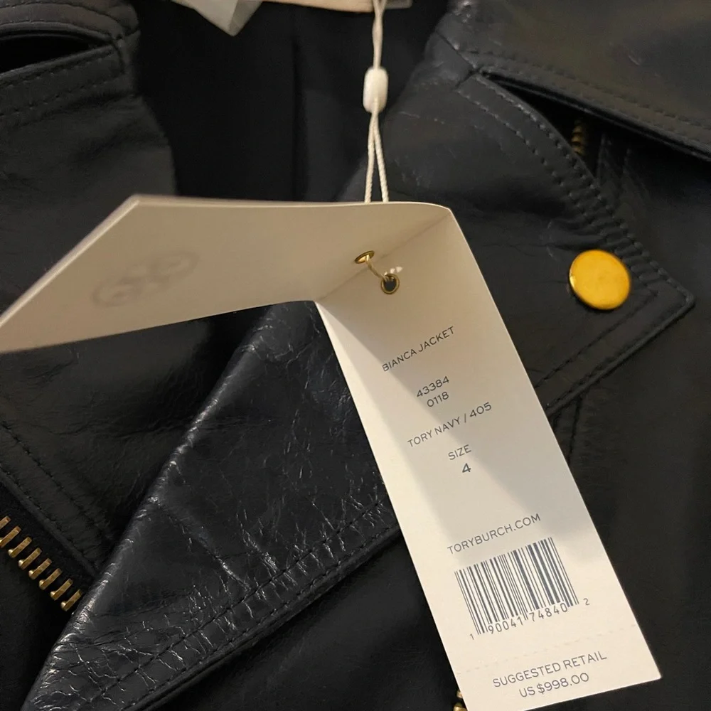Tory Burch leather moto jacket. New with tags. Retails for $998 - Picture 3 of 3